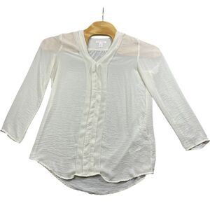Joe Fresh Small Ivory Sheer 100% Polyester Tunic